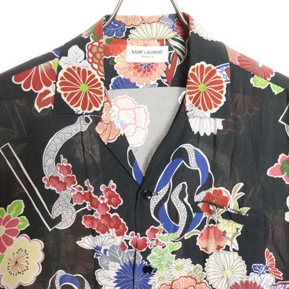Saint Laurent Paris 16SS Front Button All-over Pattern Rayon Shirt Black
