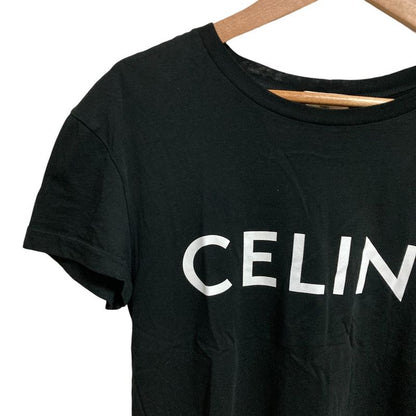 Celine Logo Print T-shirt Cut And Sew X237370e XS Size Black Ladies Used