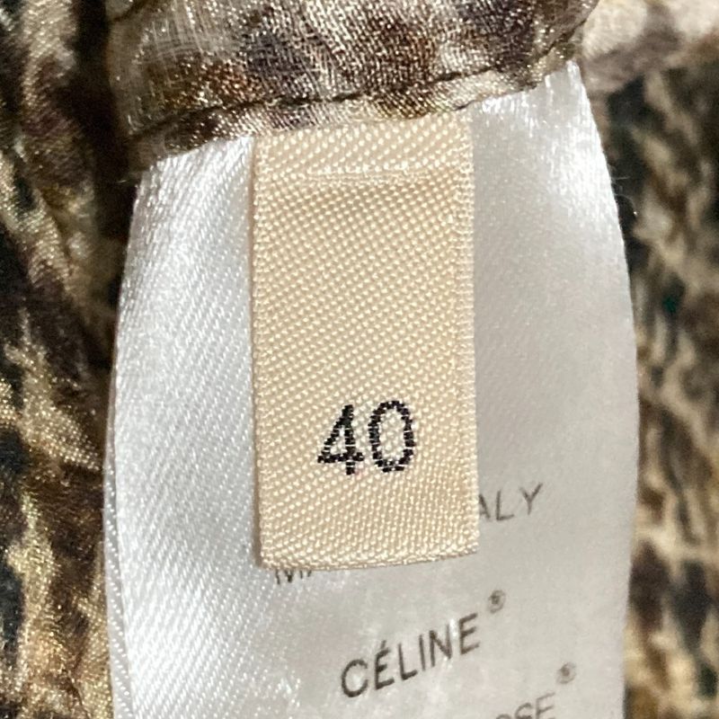 Celine Phoebe Period Check Transfer Print Silk Mini Dress Size 40 Brown Beige