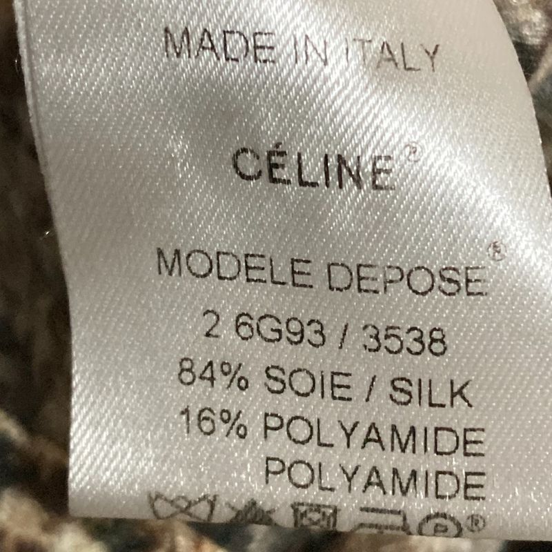 Celine Phoebe Period Check Transfer Print Silk Mini Dress Size 40 Brown Beige