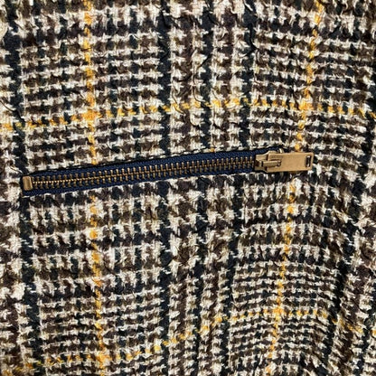 Celine Phoebe Period Check Transfer Print Silk Mini Dress Size 40 Brown Beige