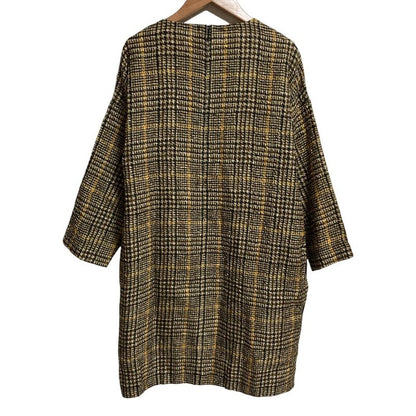 Celine Phoebe Period Check Transfer Print Silk Mini Dress Size 40 Brown Beige