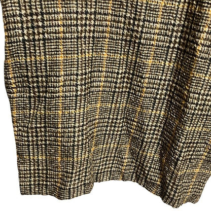 Celine Phoebe Period Check Transfer Print Silk Mini Dress Size 40 Brown Beige