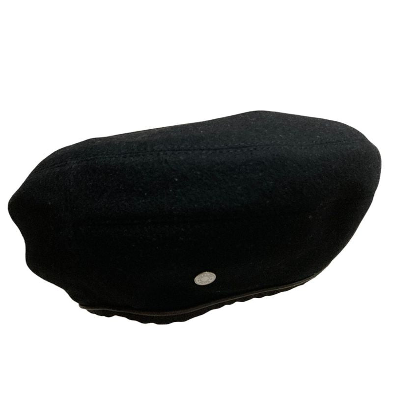 Hermes Serie Hardware 100% Cashmere Beret Hat Size 57 Black Ladies Used