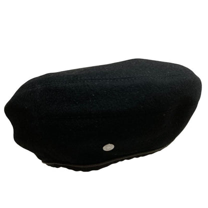 Hermes Serie Hardware 100% Cashmere Beret Hat Size 57 Black Ladies Used