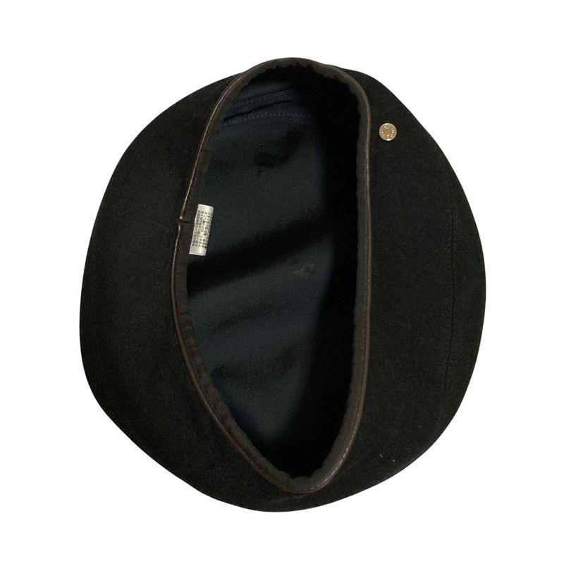 Hermes Serie Hardware 100% Cashmere Beret Hat Size 57 Black Ladies Used