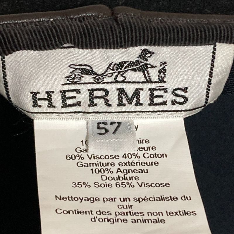 Hermes Serie Hardware 100% Cashmere Beret Hat Size 57 Black Ladies Used