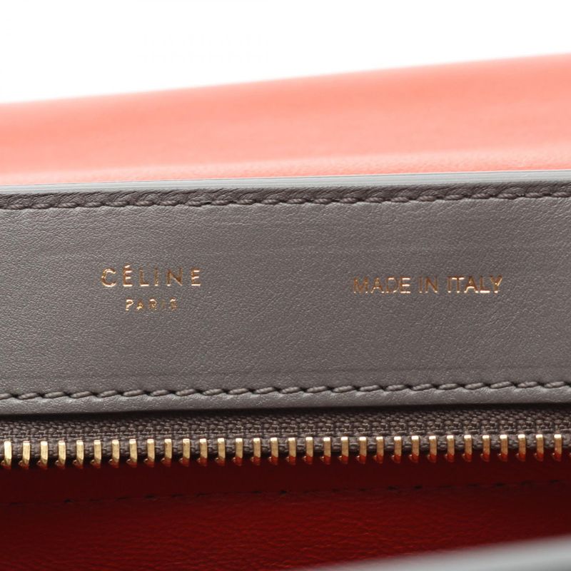 Celine Handbag Trapeze Medium Black Gray Orange Leather Suede Trapeze Medium
