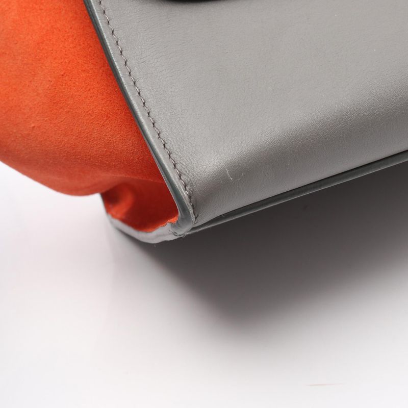 Celine Handbag Trapeze Medium Black Gray Orange Leather Suede Trapeze Medium