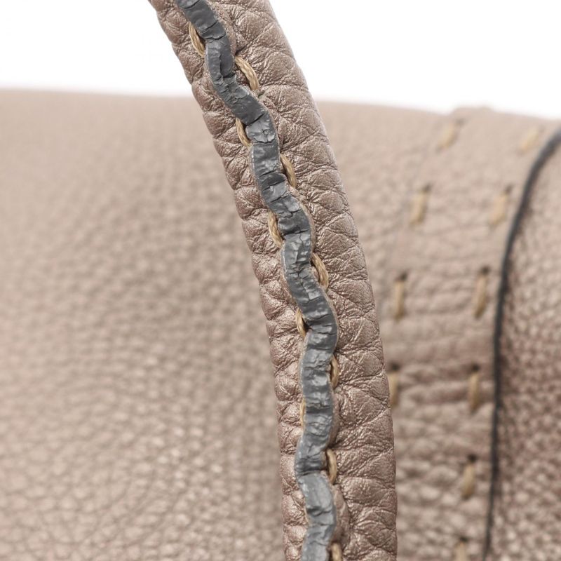 Fendi Handbag Selleria Mini Linda Greige Leather Selleria Mini Linda Women's