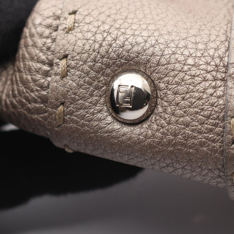 Fendi Handbag Selleria Mini Linda Greige Leather Selleria Mini Linda Women's