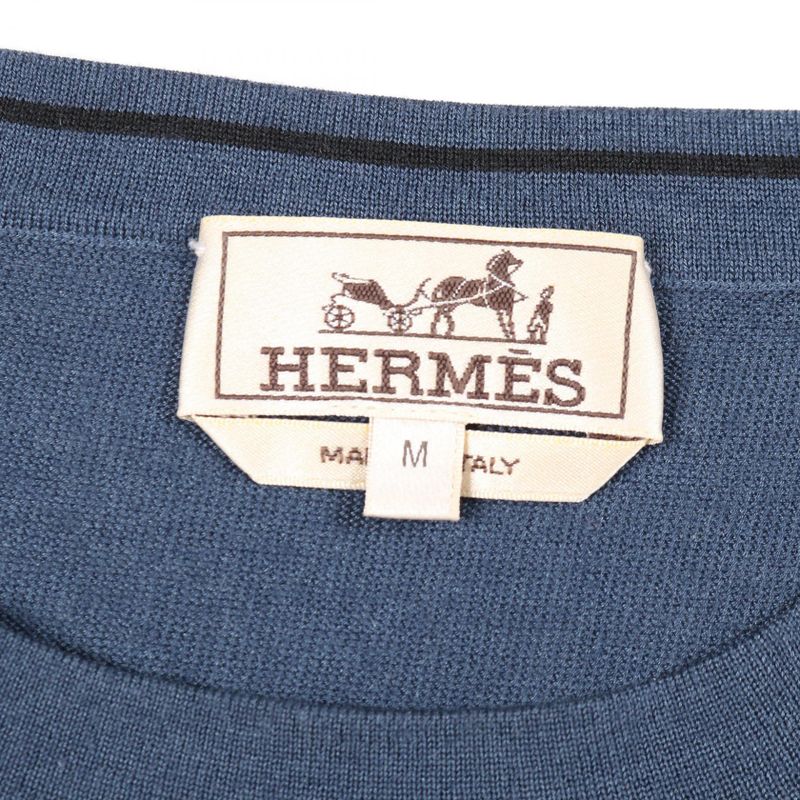 Hermes Knit Navy Cashmere Silk Knit Cashmere Silk Men's Used A