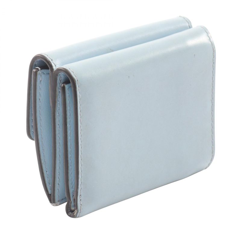 Fendi Trifold Wallet Logo 8m0395 Light Blue Leather Rome Micro Trifold Wallet