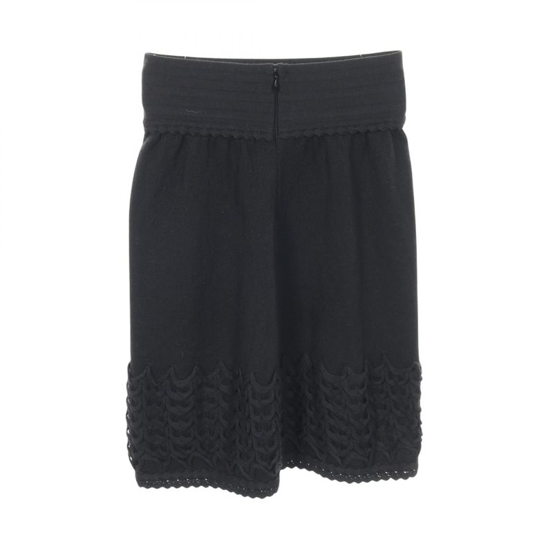 Chanel Skirt Coco Mark Button Knit P41981k03209 Black Wool Knit Skirt Women's