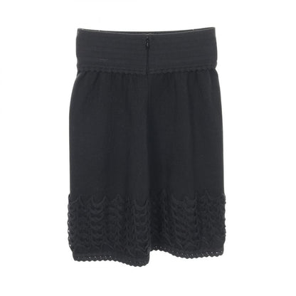 Chanel Skirt Coco Mark Button Knit P41981k03209 Black Wool Knit Skirt Women's