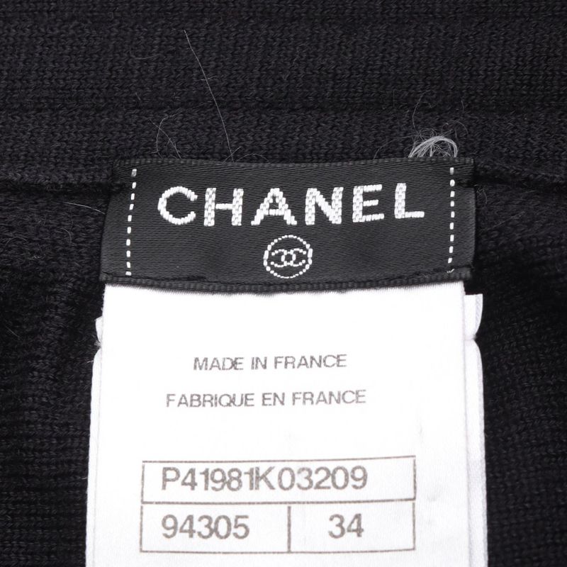 Chanel Skirt Coco Mark Button Knit P41981k03209 Black Wool Knit Skirt Women's