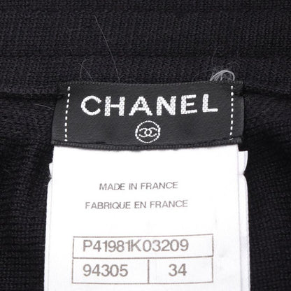 Chanel Skirt Coco Mark Button Knit P41981k03209 Black Wool Knit Skirt Women's