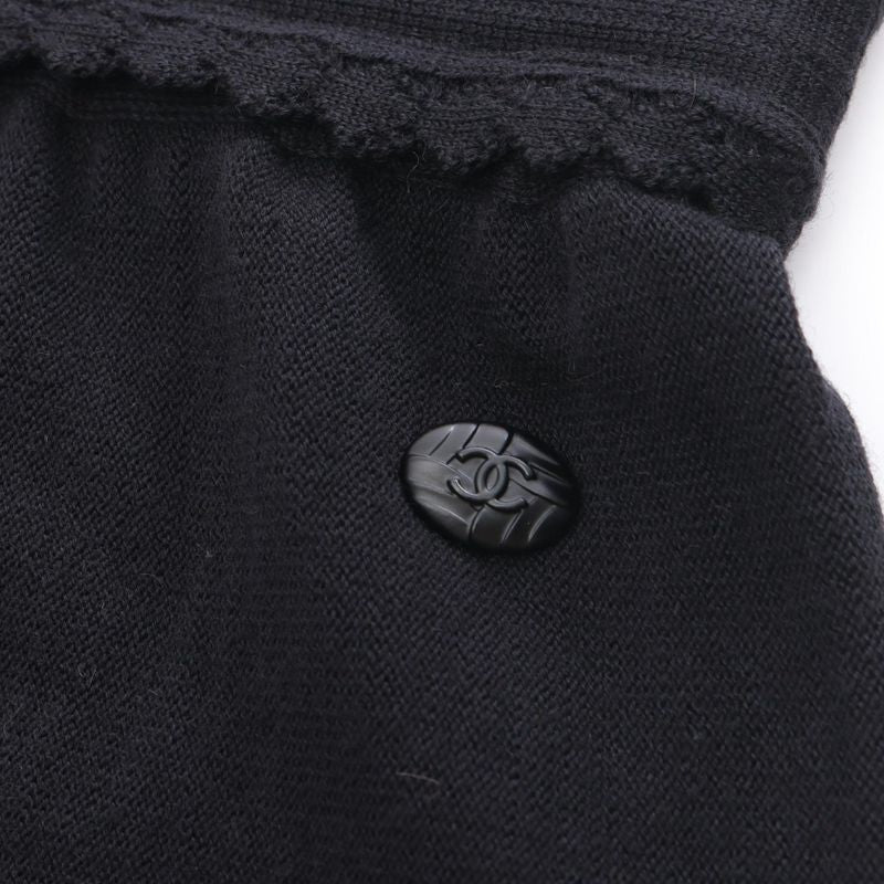 Chanel Skirt Coco Mark Button Knit P41981k03209 Black Wool Knit Skirt Women's