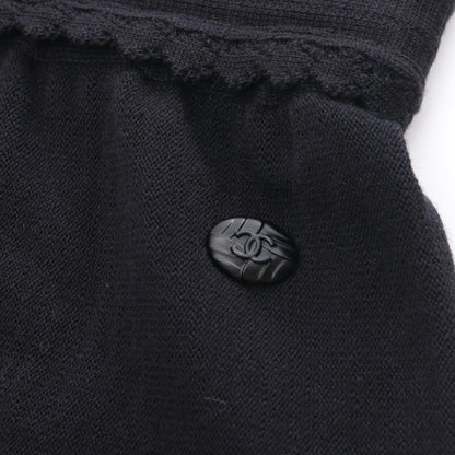 Chanel Skirt Coco Mark Button Knit P41981k03209 Black Wool Knit Skirt Women's