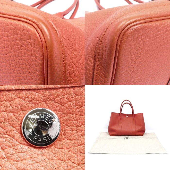 Hermes Garden Party 36 Handbag Rouge Pivoine 064423ck Ladies P Stamp Used