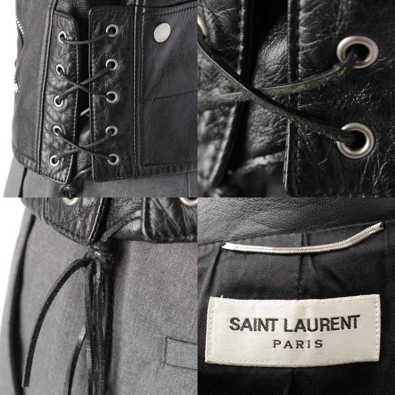 Saint Laurent 15 Years Edit Liman Period Lamb Leather Side Lace Up Double