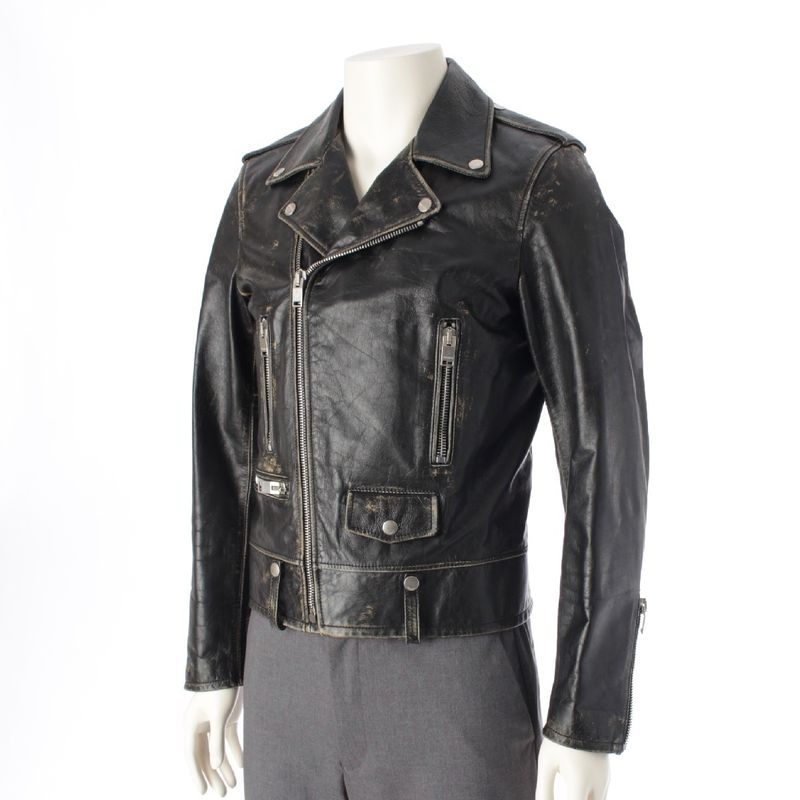 Saint Laurent 16AW L01 Cowhide Distressed Double Riders Jacket Outerwear 397290