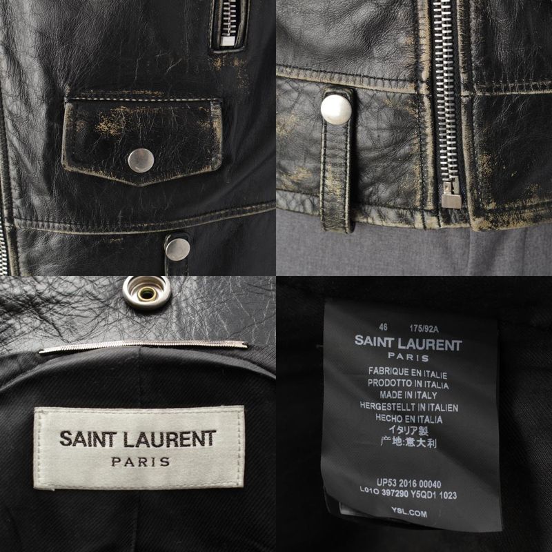 Saint Laurent 16AW L01 Cowhide Distressed Double Riders Jacket Outerwear 397290