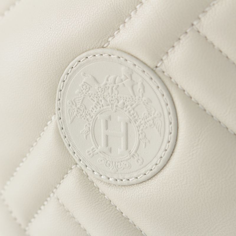 Hermes Fuji Leather Quilted Exlibris Boots Shoes Long White 37 1 2
