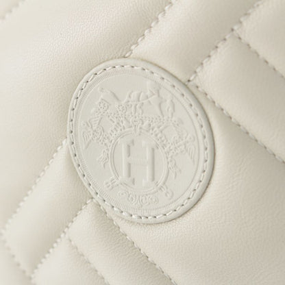 Hermes Fuji Leather Quilted Exlibris Boots Shoes Long White 37 1 2