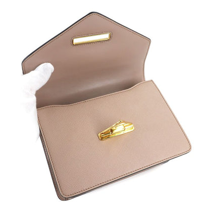 Prada Saffiano Chain Shoulder Bag Leather Beige 1 Bd200 Gold Hardware