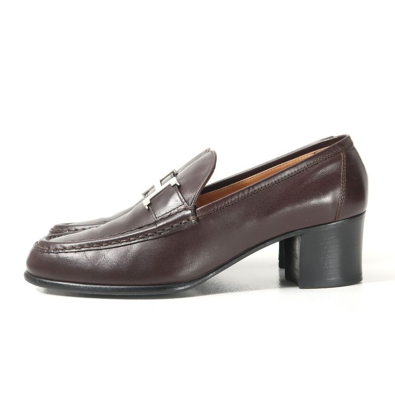 Hermes Constance Loafer 37 Buckle Dark Brown