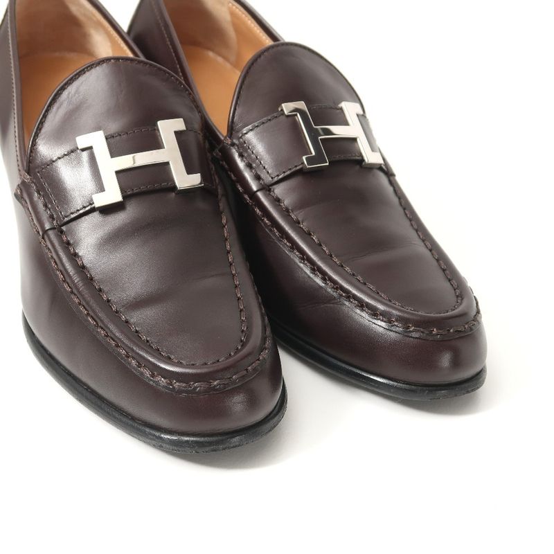 Hermes Constance Loafer 37 Buckle Dark Brown