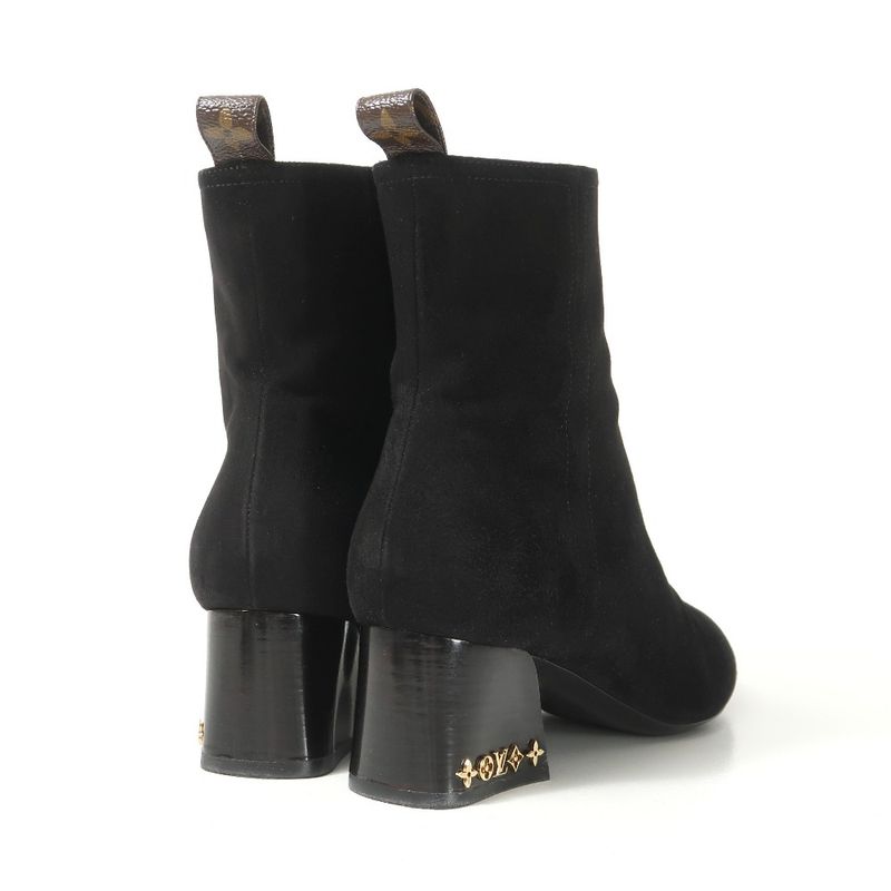 Louis Vuitton Gabi Boots 37.5 Suede Short Shoes Black