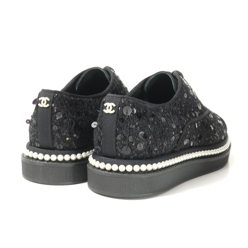 Chanel Sneakers 35 CC Logo Sequins Imitation Pearl