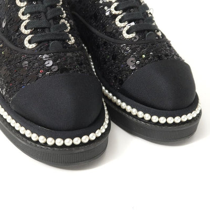 Chanel Sneakers 35 CC Logo Sequins Imitation Pearl