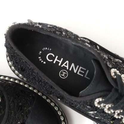 Chanel Sneakers 35 CC Logo Sequins Imitation Pearl