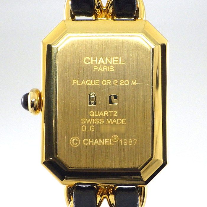 Chanel Watch Premiere L H0001 Octagonal Black Dial Chain Bracelet GP Black Cles