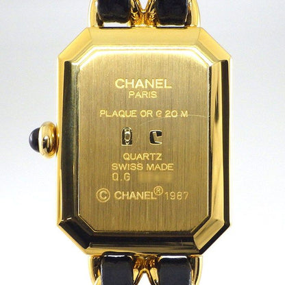 Chanel Watch Premiere L H0001 Octagonal Black Dial Chain Bracelet GP Black Cles