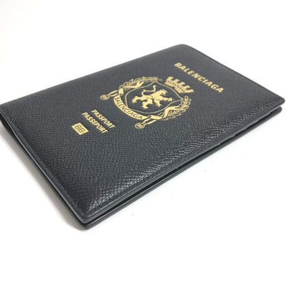 Balenciaga Passport Case Logo 787742 Leather Black