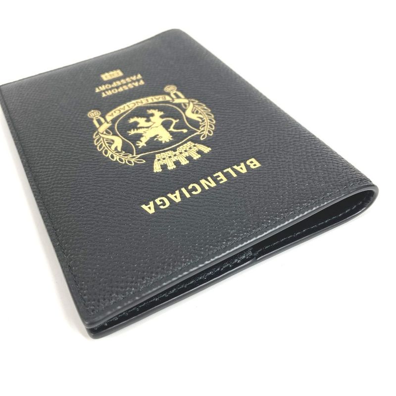 Balenciaga Passport Case Logo 787742 Leather Black