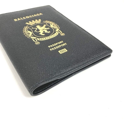 Balenciaga Passport Case Logo 787742 Leather Black