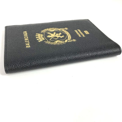 Balenciaga Passport Case Logo 787742 Leather Black
