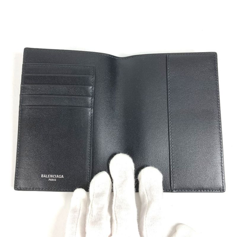 Balenciaga Passport Case Logo 787742 Leather Black