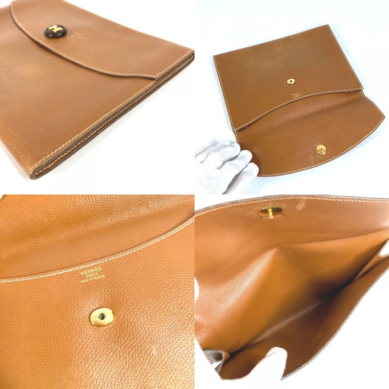 Hermes Second Bag Pochette Rio Pochette Rio Leather Brown