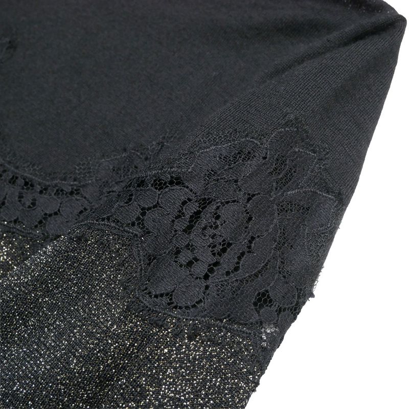 Dolce & Gabbana Knit 38 Lace Short Sleeve Sweater Lame Black