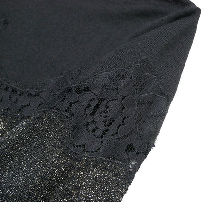 Dolce & Gabbana Knit 38 Lace Short Sleeve Sweater Lame Black