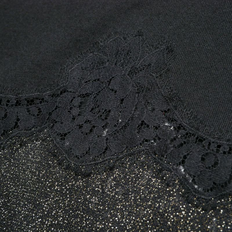 Dolce & Gabbana Knit 38 Lace Short Sleeve Sweater Lame Black