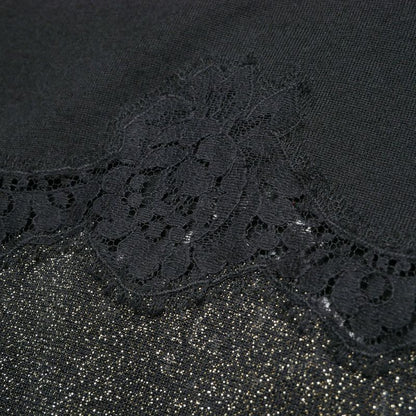 Dolce & Gabbana Knit 38 Lace Short Sleeve Sweater Lame Black