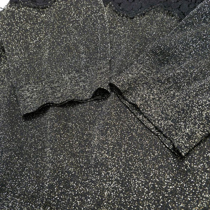 Dolce & Gabbana Knit 38 Lace Short Sleeve Sweater Lame Black