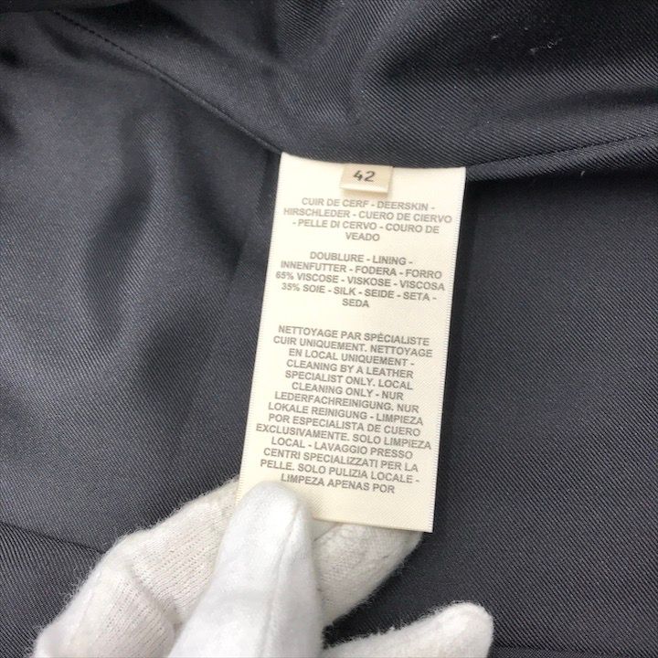 Hermes Deerskin Series Button Long Vest Gilet Leather Top Black